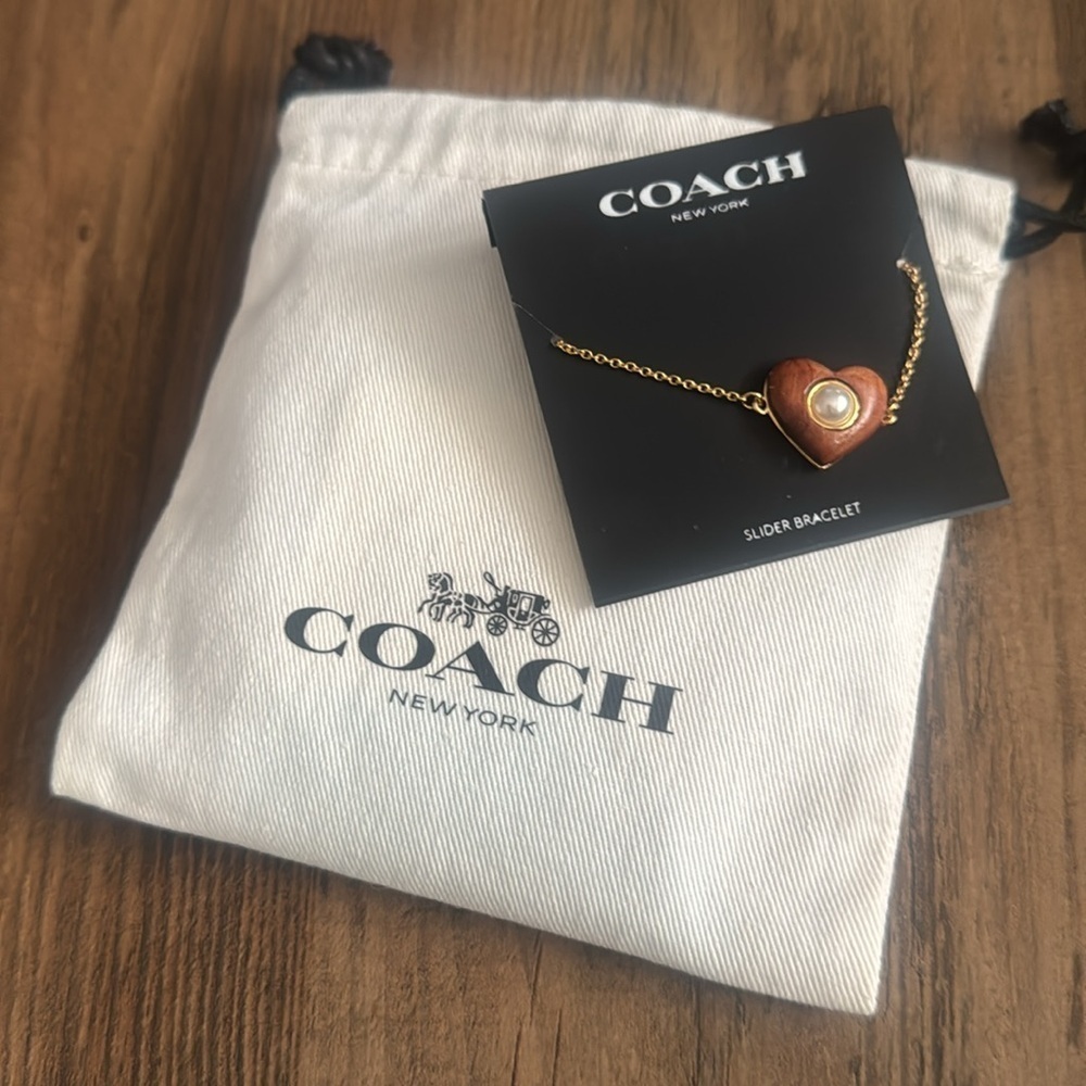 Coach Wood Heart Slider Bracelet